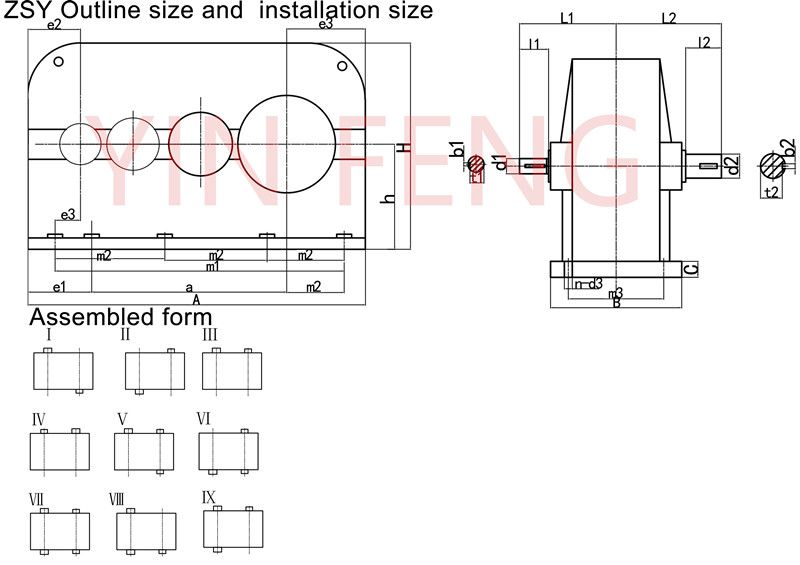 Hardened cylindrical Gear Reducer/Conveyor Gearbox Types