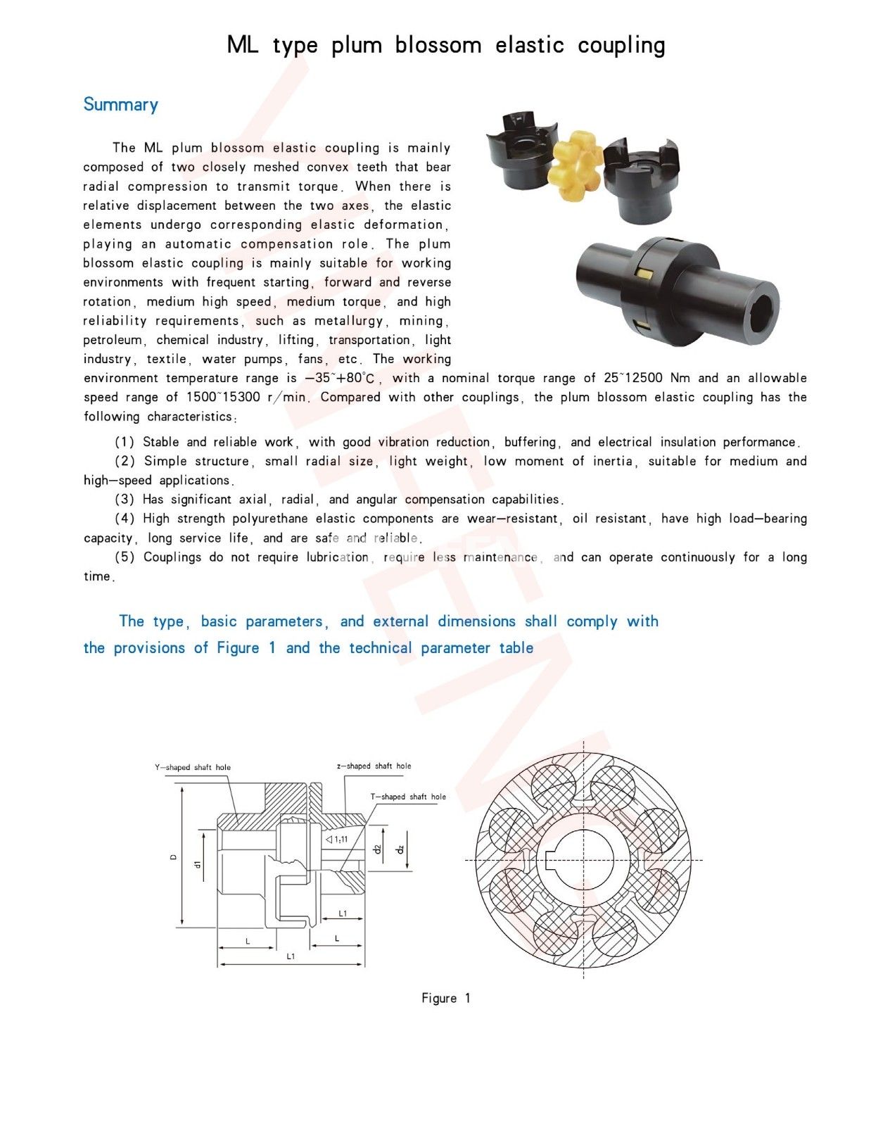 ML type plum blossom elastic coupling